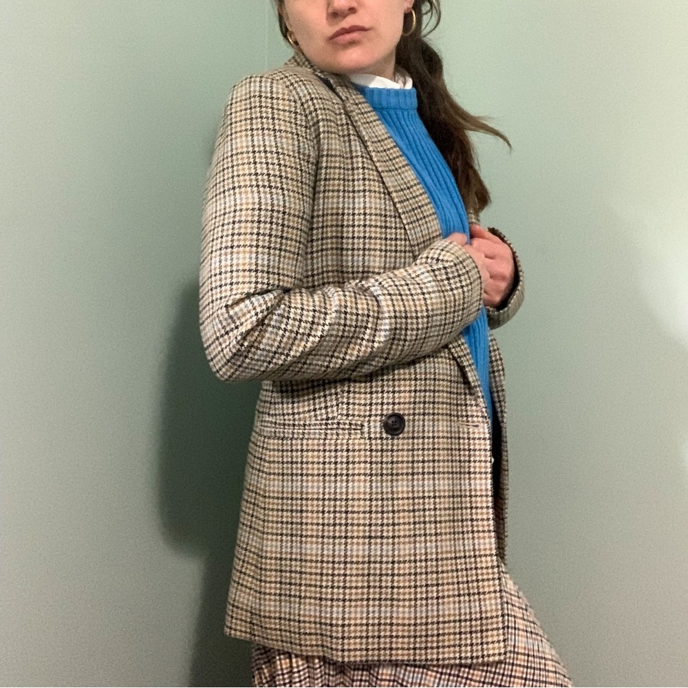 GAP double-breasted plaid blazer